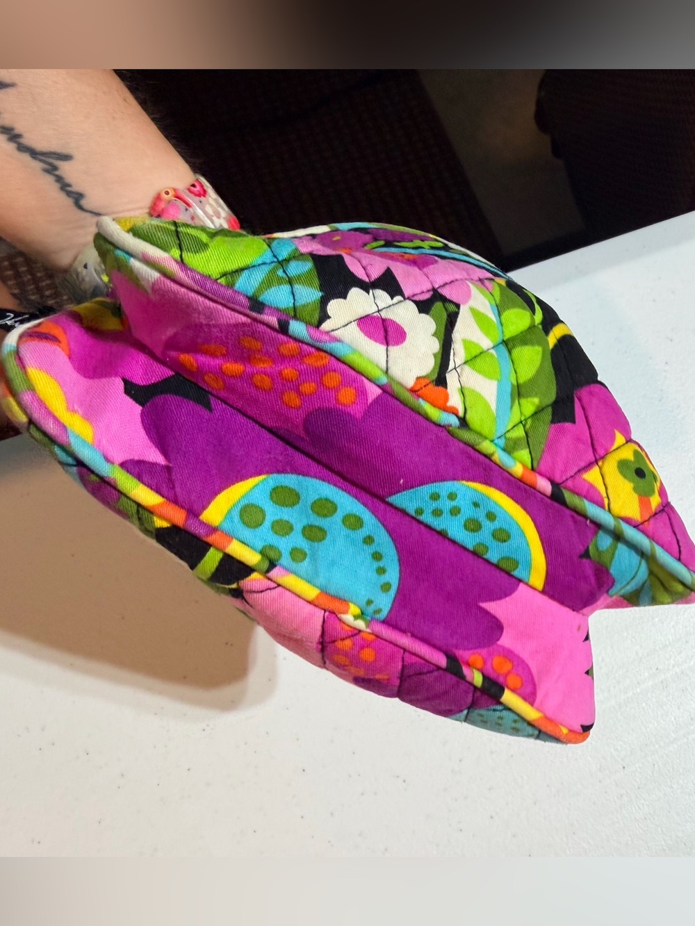 Vera Bradley Quilted Floral Wristlet - Purple, Pink, Green, Black, Blue - Picture 3 of 3